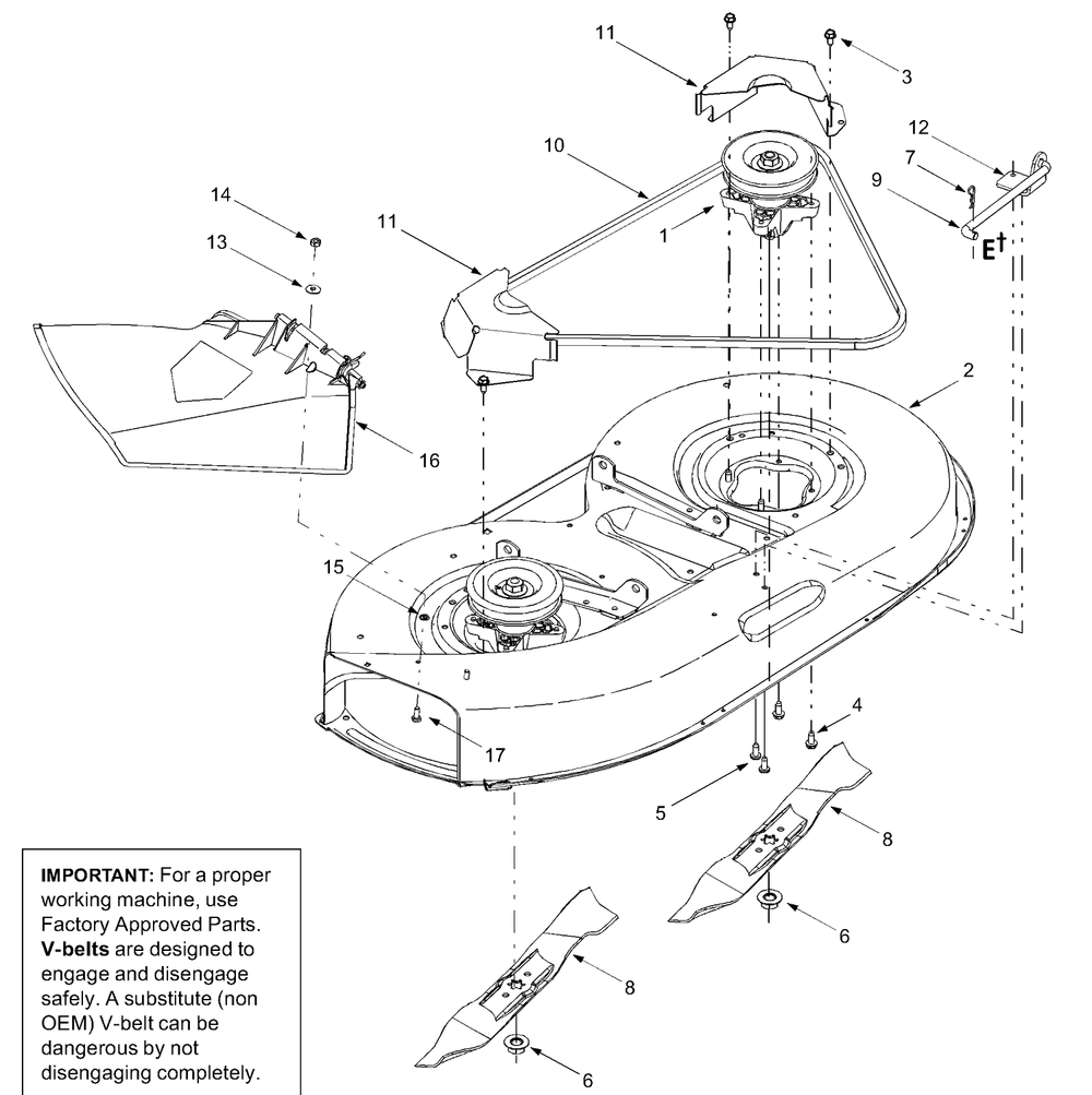 Deck Assembly Diagram and Parts List for 13AC650F700 2004 Yard Machines Lawn Tractor